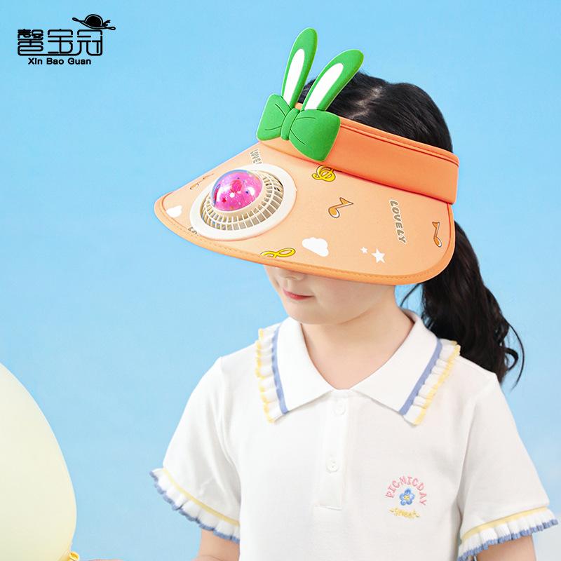 1109 chapéu infantil desenho animado fofo viseira de proteção solar meninos e meninas verão ao ar livre aba grande com ventilador chapéu de copa vazia