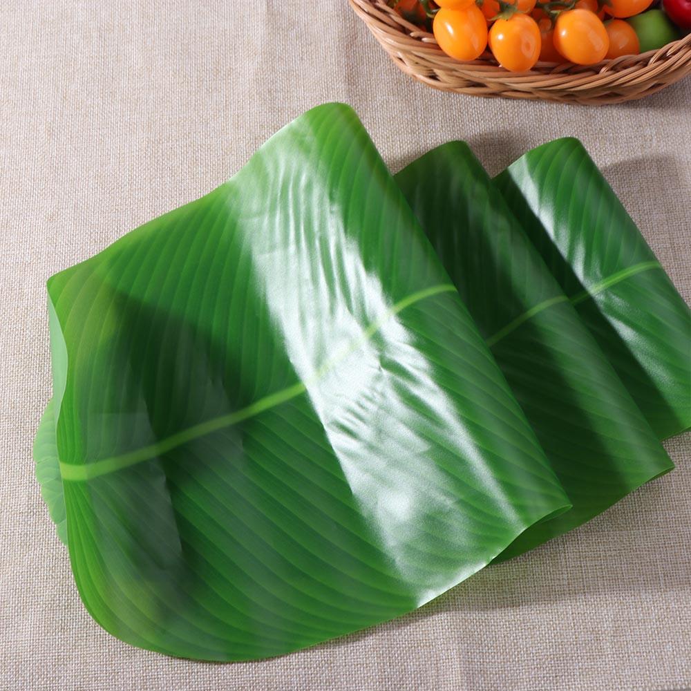 Tropical Artificial Banana Leaf Place Mats Large Drink Cup Coasters Fruits Plate Table Decoration