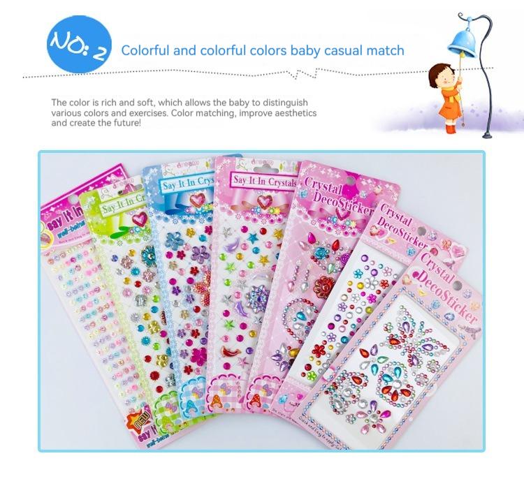 6PCS 3D Gem Diamond Stickers Rhinestone Acrylic Crystal Creative DIY Gifts For Girls Kids Toys Mobile Album Decoration