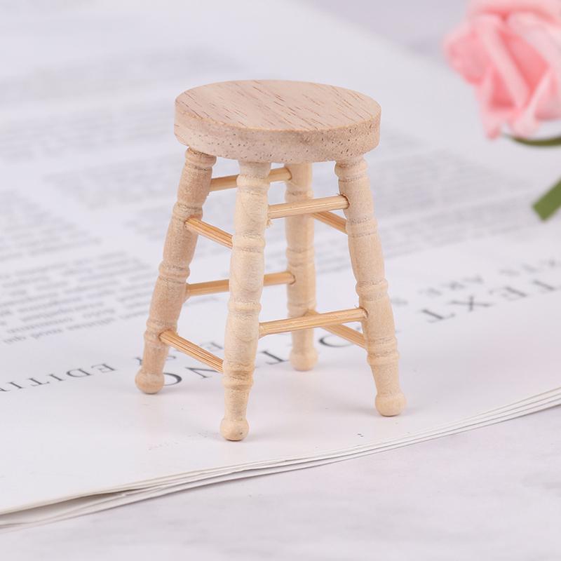 1Pcs Dollhouse Log Round Stool Mini Ornament