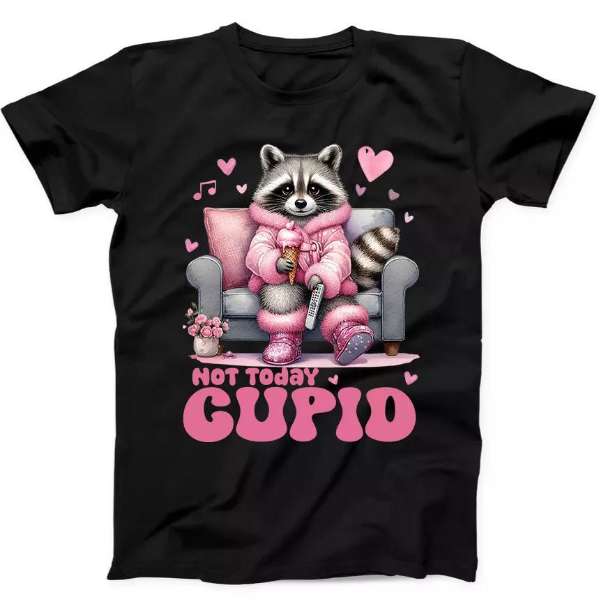 

Не сегодня, Купидон-енот, День святого Валентина, смешной подарок, черная футболка 351 4XL