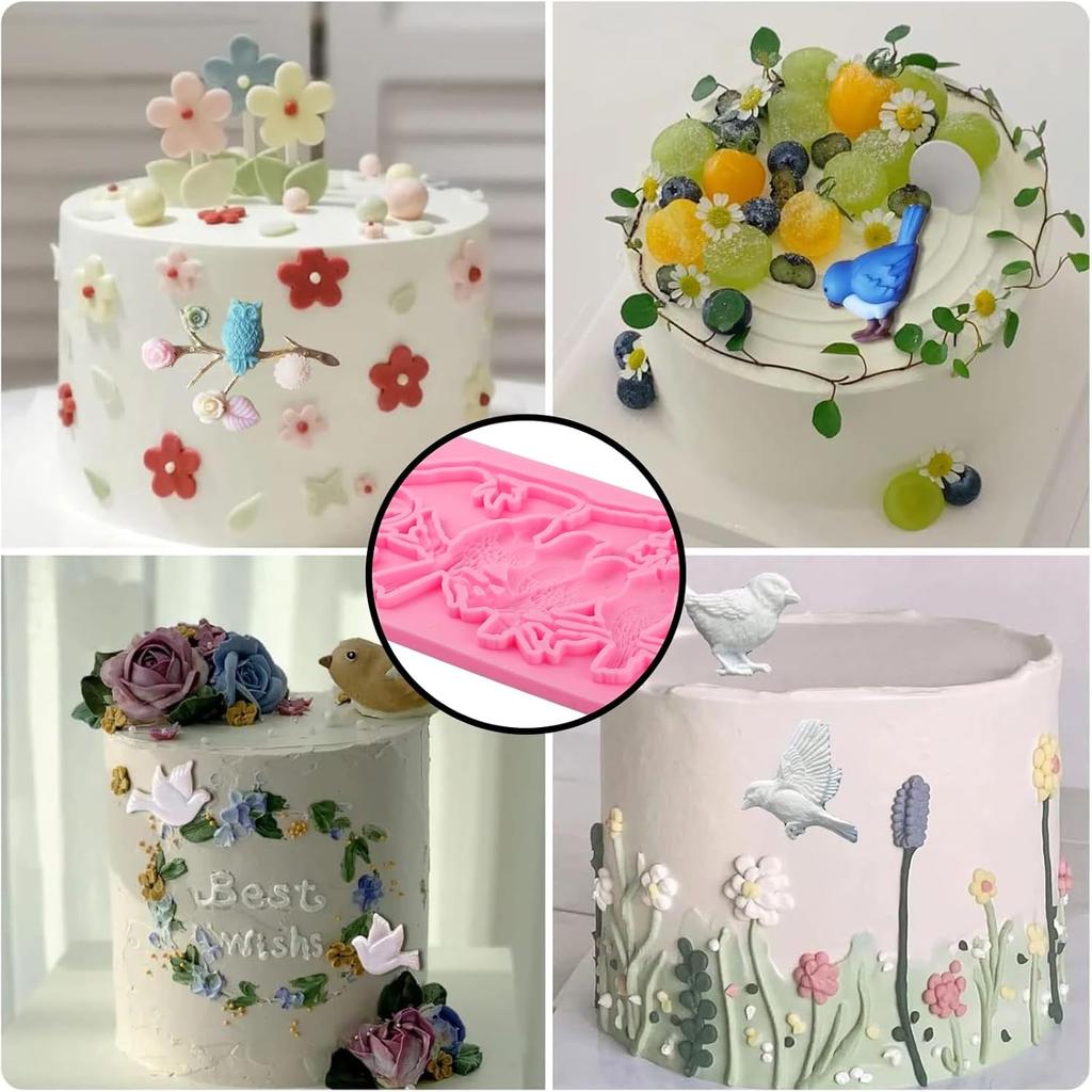 1 Pcs Magpie Fondant Mold, Plum Blossom Branch Chocolate Silicone Mold, for Cake Decoration Cupcake Topping Biscuit Candy Flower Paste Dough Marzipan