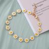 Painted Flower Choker Small Daisy Necklace Adjustable Clavicle Chain for Women Girls Handmade Bracelet Earrings Jewelry