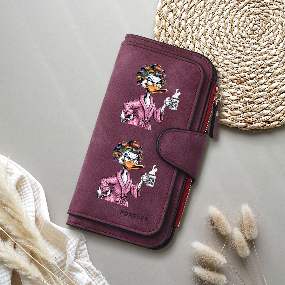 Cute Duck Printed Denim Style Women Casual Long Wallet Portable Daily Card Holder