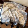 Luxury Floral Print 70Cm Square Silk Scarf Women Designer Scarves Bandana Foulard Shawl Hijab Echarpe Hairband Tie Ribbon