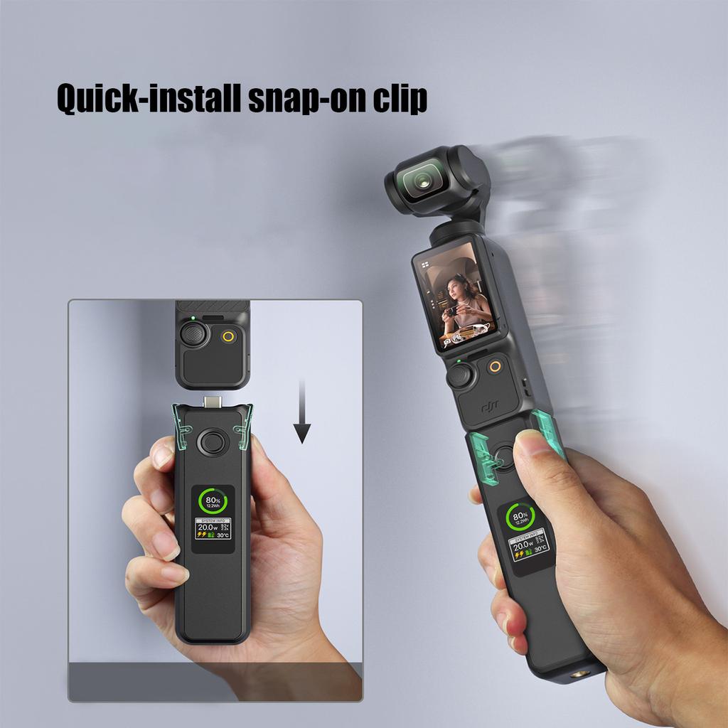 LED Equipped Battery Extension Grip for Pocket 3 Supporting 22.5W Quick Charging And Tripod Mount Compatibility3