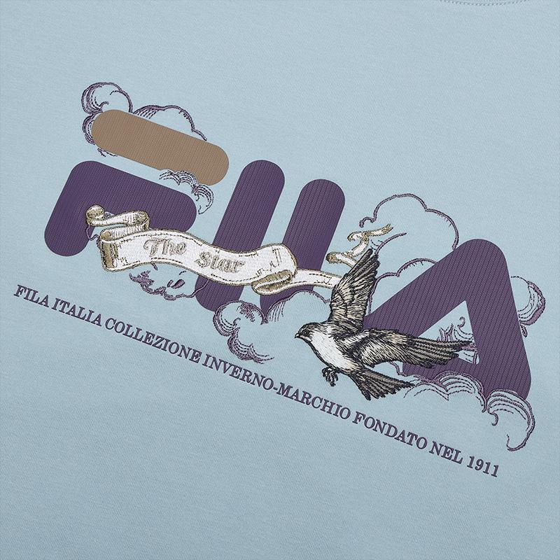 FILA Heritage Cloud Cool Antibacterial Breathable Casual Short Sleeve T-Shirt Men Tops Forget-Me-Not-Blue F11M518102FLB