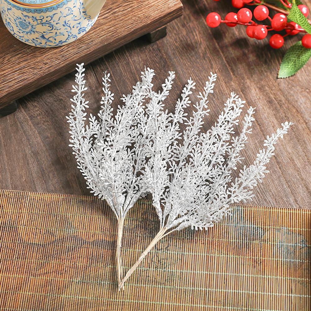 

1/2Pcs Artificial Plant Bouquet 21CM Fake Plant For Home Decor Party Supplies Wedding Decoration Christmas Ornaments Accessories 1Pcs срібний