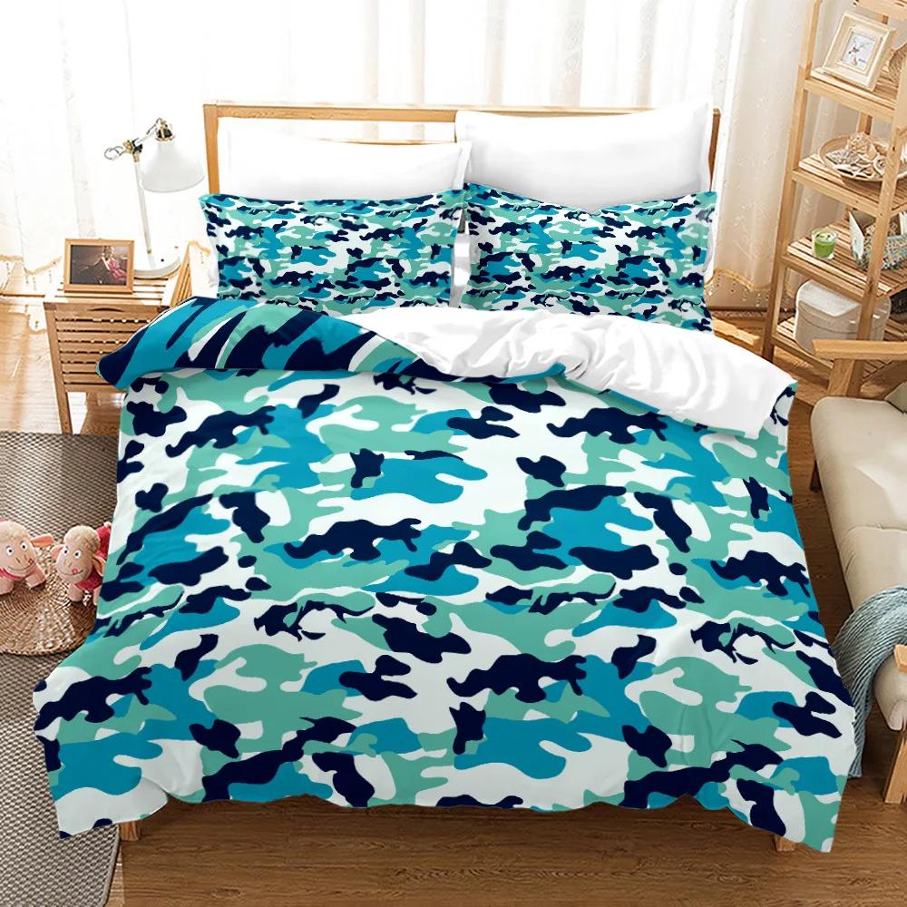 3PCS Single-sided Printed Series Camouflage Russian Printing Duvet Cover BeddingSet Comfortable Breathable Sheet  Comforter