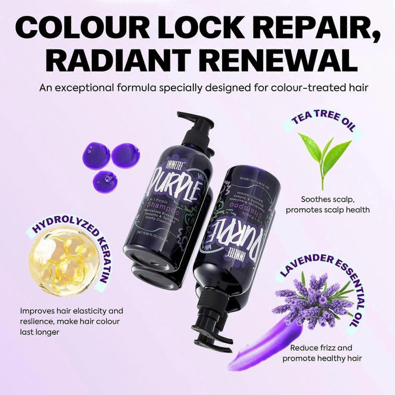 Purple Shampoo for Blondes, Purple Shampooing Blonde Hair Perfector, 3 In 1 Shampoo Neutralises Yellow Tones, Coloured or Highlighted Hair, 300ml