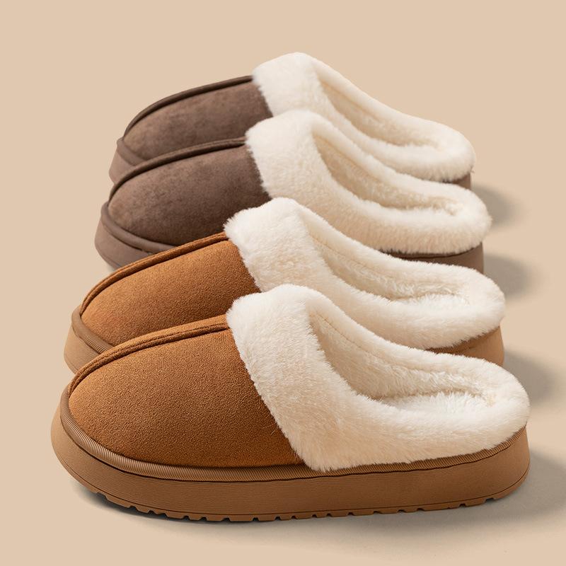 New Cotton Slippers Autumn and Winter Non-slip Warm Indoor Home Comfort Solid Color Simple Couple Slippers