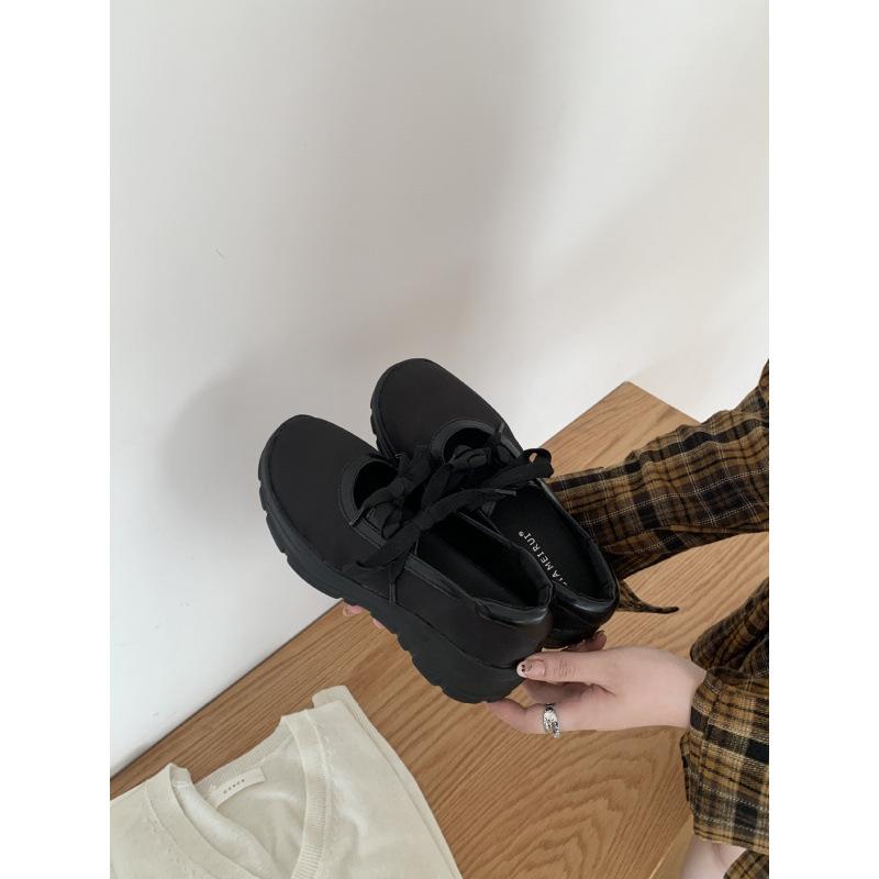 Inner height-increasing French Mary Jane shoes, new one-word single shoes with bow in spring and autumn 2025