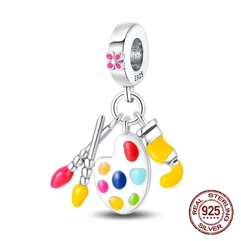 Copper Artist Brush Tools Color Palette Oil Painting Charms Beads Fit 4Mm Hole Diamete Bracelets Diy Jewelry Gifts