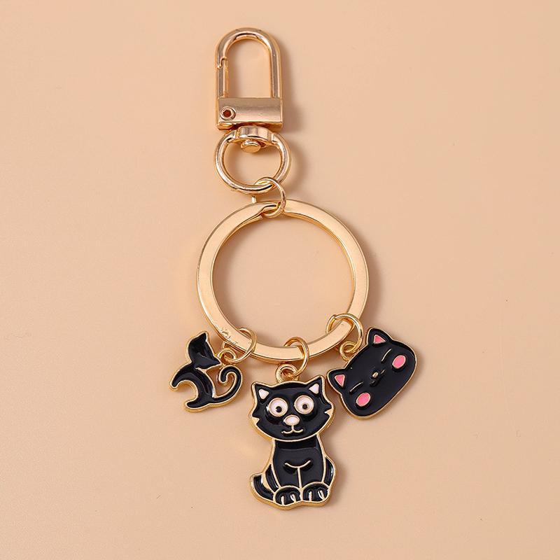 Lovely Enamel Cartoon Cat Keychain Animal Key Ring Pendants for Women Girls Handbag Decor DIY Jewelry Accessories Gifts