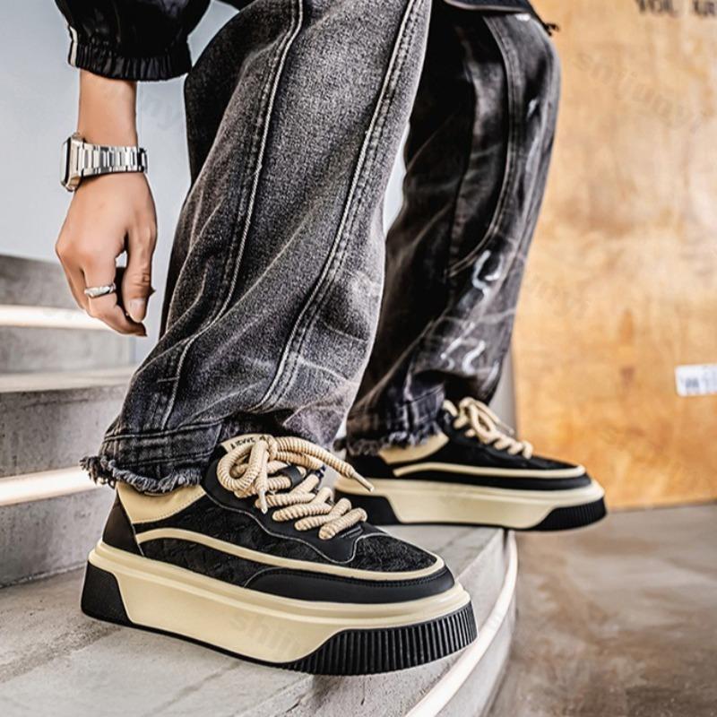 Fashion 2025 Spring New Men's Low Top Fashion Trend Casual Shoes Comfortable Thick Soled Sports Shoes Low Top Non slip Platform sneakers