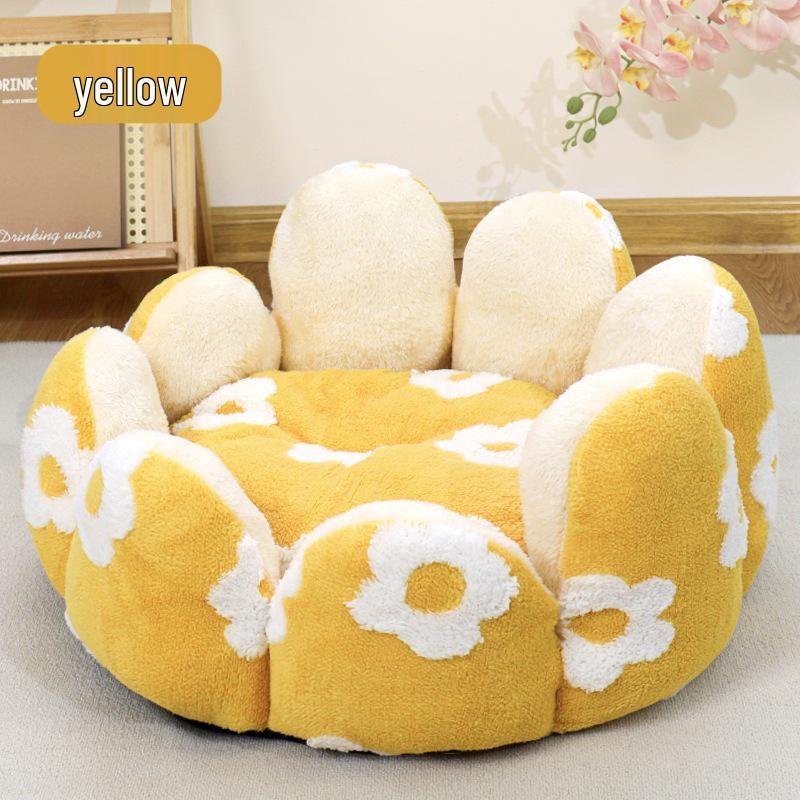 Four Seasons Cozy Pet Sofa: Warm & Secure Nest for Cats and Dogs жёлтый