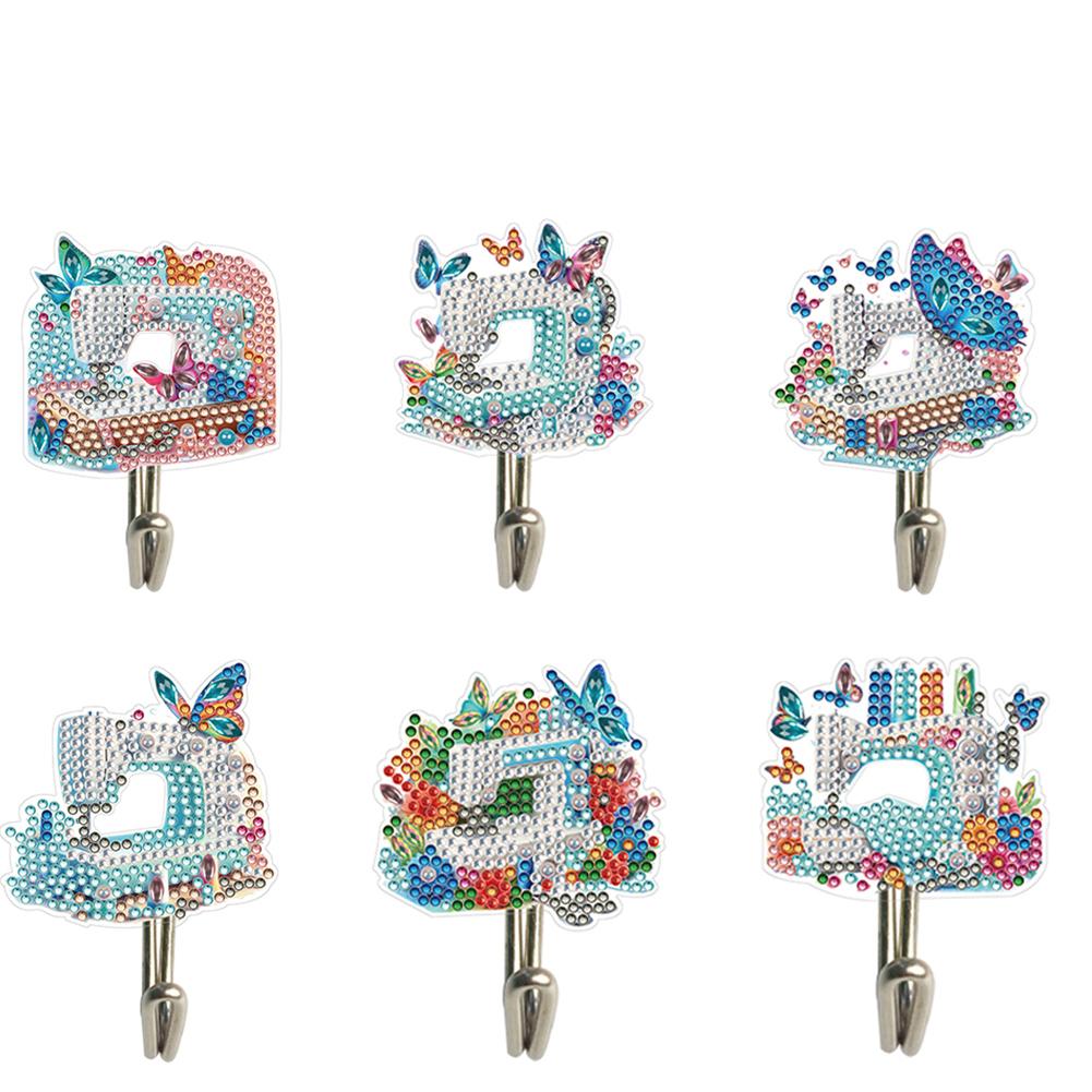 6Pcs Diamond Painting Art Hooks Animal Flower Diamond Painting Hanger Rhinestone Painting Keychain Hanger for Home Office Decor