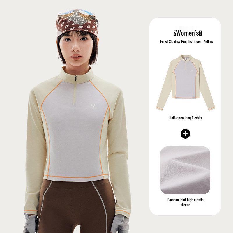 Tantuo Women s Slim Fit Color Block Quick-Dry Sun Protection Sport Top L