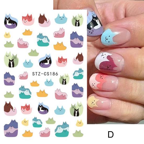 2Pcs Cartoon Nail Stickers Self Adhesive Non-Fading Exquisite Pattern Strong Stickiness Removable Decorative PVC Cartoon Animal