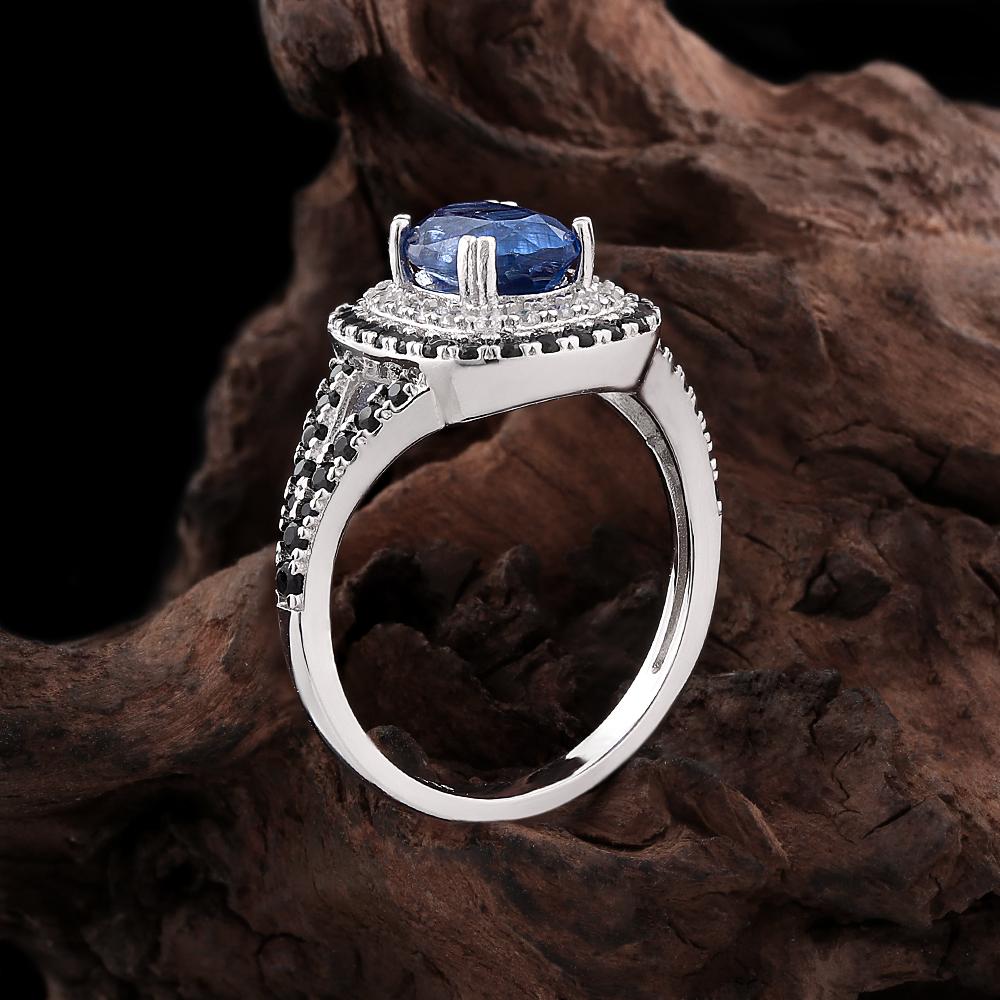 925 Sterling Silver Natural Kyanite Elegant Ring December Gemstone for Women &Lady Fine Jewelry Birthday Party Festiva Gift