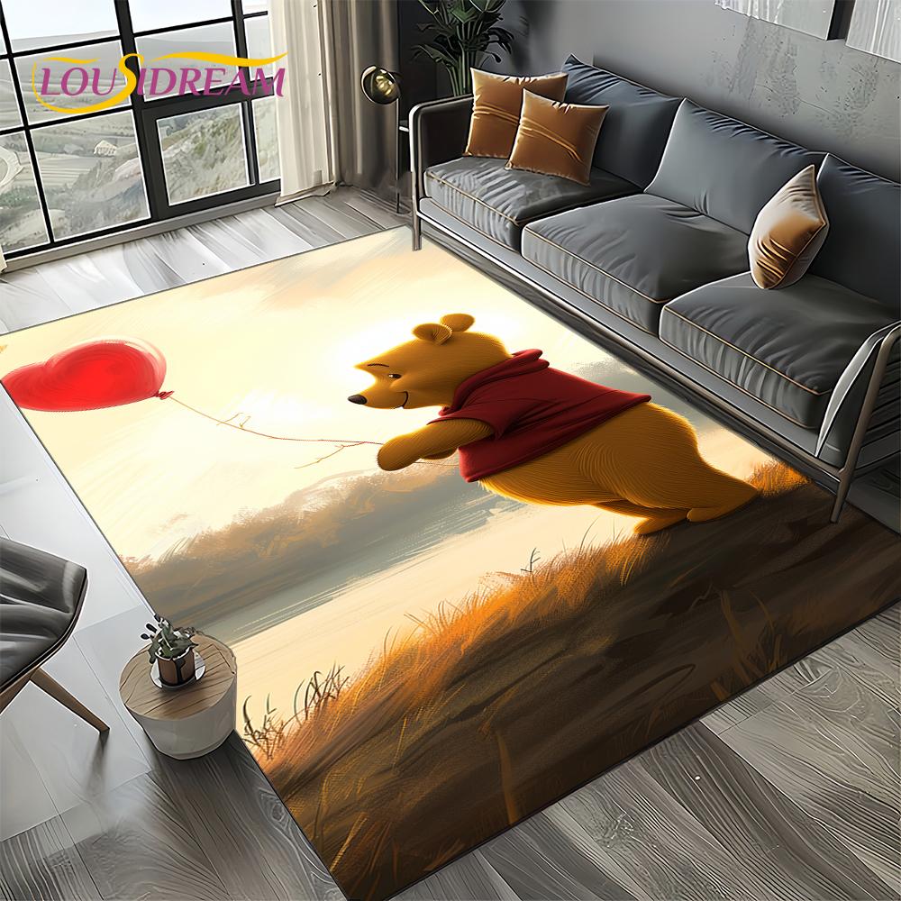 Tappeto Tappetino Decorativo Tappeto Cartoon Orso Winnie Pooh Carino 3D per Camera da Letto Soggiorno Casa Divano, Gioco Bambino Decorazione Grande Tappetino Pavimento Regalo