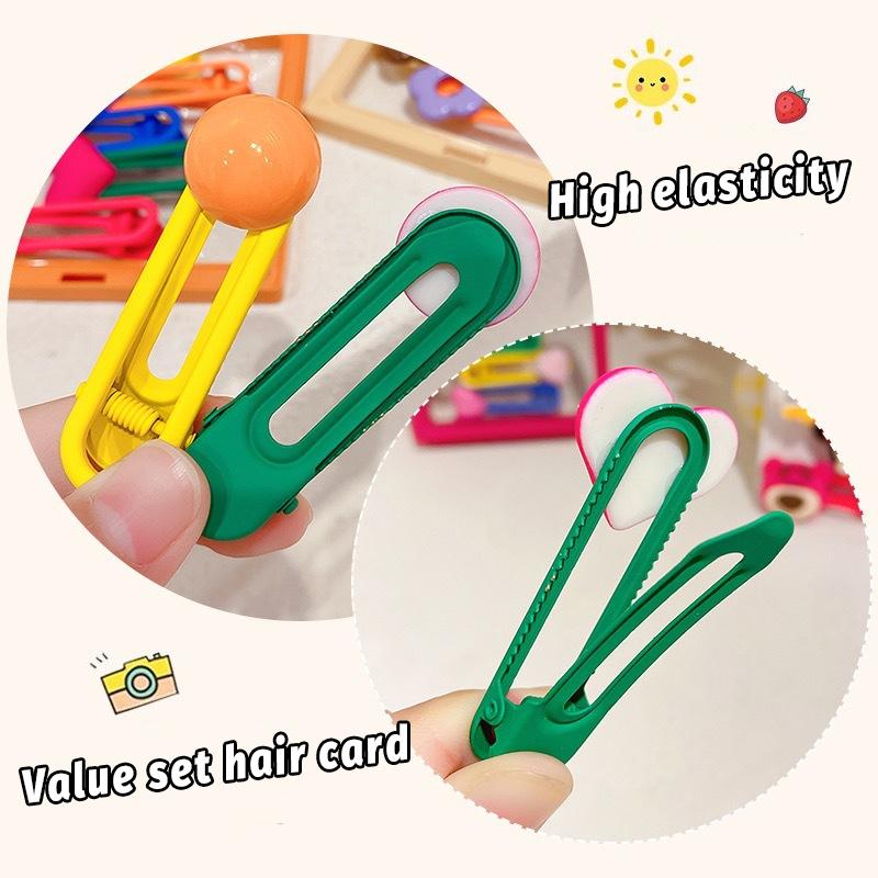 5PCS Candy Color Bead Heat Flower Hairpin Girls Side Bangs Hair Clips Ins Wind Duckbill Clip Headwear for Kid Hair Accessories