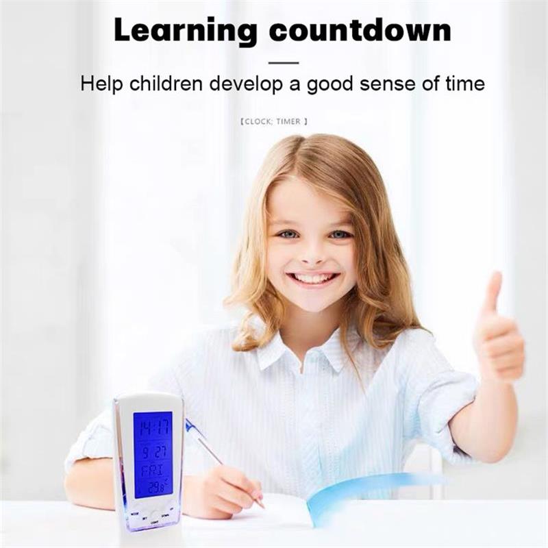 1Pcs White 510 Mini Small Alarm Clock Led Luminous Music Alarm Mute Lazy Electronic Clock with Temperature Alarm Clock