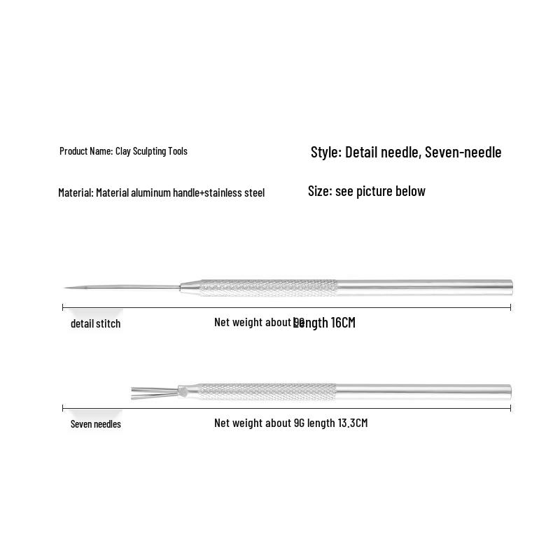 Beginner Pottery Needle Set: 7 Aluminum Detailing Tools for Sculpting Clay
