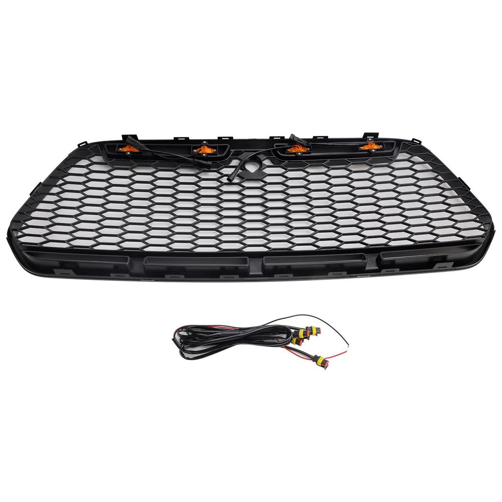 Matt Black Front Bumper Grill Grille Fit Ford Transit MK8 2015-2018 Raptor w/LED