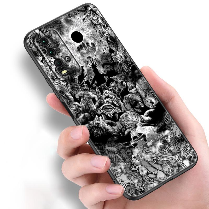 Anime Berserk Guts Silicone Phone Case For Xiaomi Redmi Note 11 10 9 8 Pro 11T 10T 10S 9S 8T 9 9A 9C 9T Black Cover Coque Funda