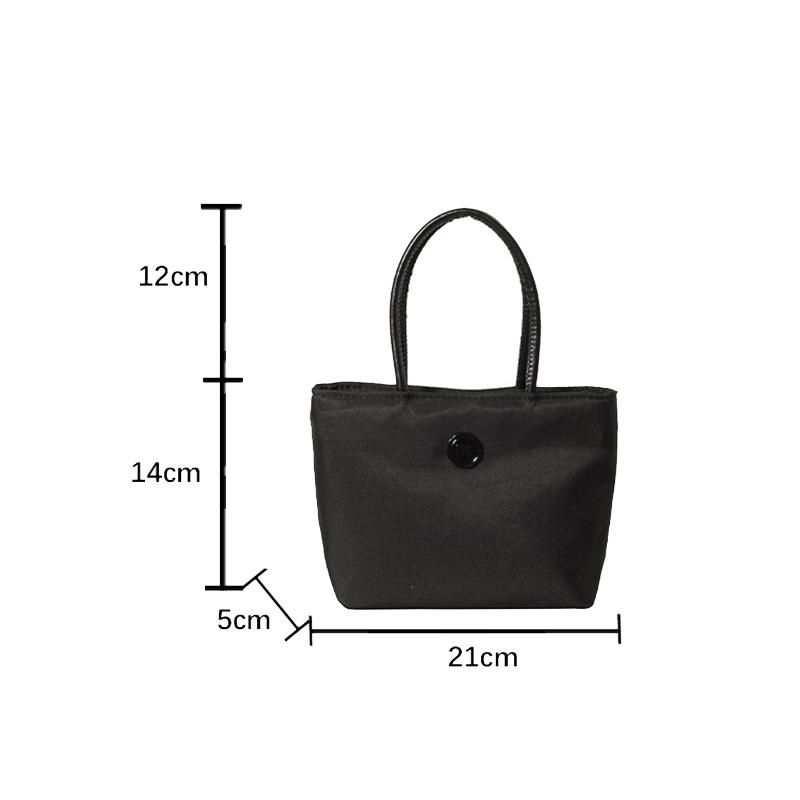 Simple Women Nylon Small Top Handle Shoulder Bag Versatile Solid Color Casual Bucket Shopper Handbag