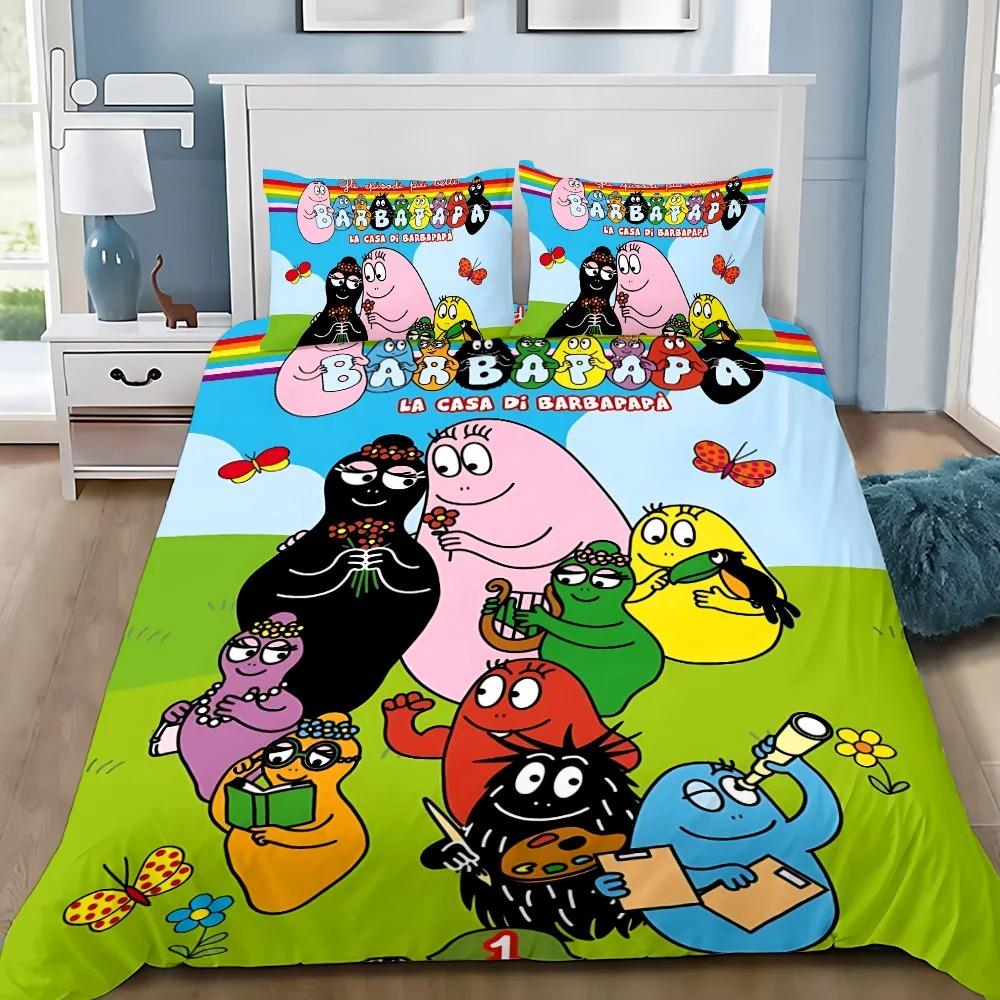 

Cartoon B-Barbapapa Bedding Set For Bedroom Soft Modern Bedspreads Comefortable Kids Duvet Cover Quilt Cover And Pillowcase AU Double 180x210cm
