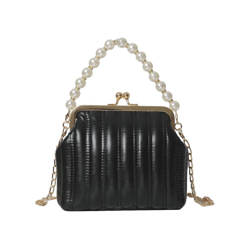 

Fairy bag summer 2025 new fashion messenger shell bag ins Internet celebrity small fragrant wind pearl handbag pu чёрный