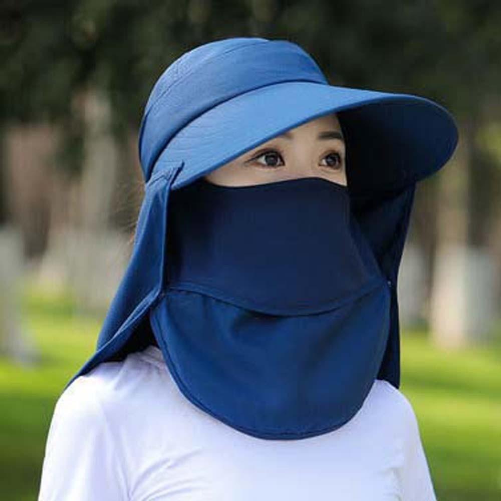Face Covering Sunshade Shawl Cap Wide-Brimmed Picking Tea Hat Shawl Mask Hat  Outdoor