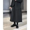 Johnature Black Padded High-waisted Vertical Skirts A-line Autumn Winter Casual Simple All Match Warm Loose Women Skirt