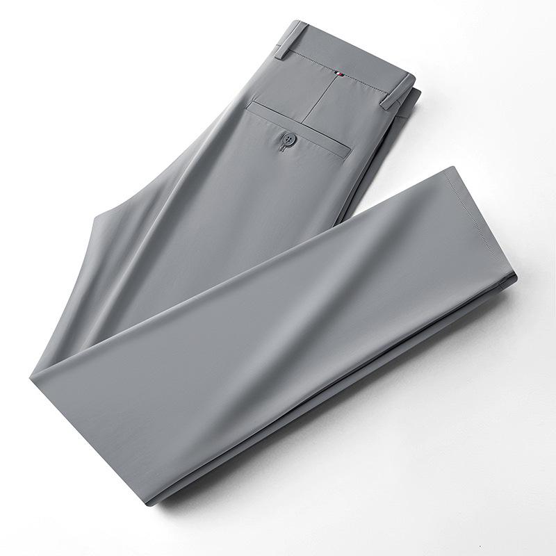 

Men s Spring/Summer High-Elastic Ice Silk Casual Dress Pants 40 - 95-100 kg серый