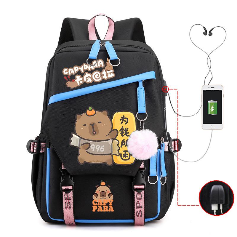 Kapibara fun peripheral printing new schoolbag cute cartoon primary and secondary school students spine backpack