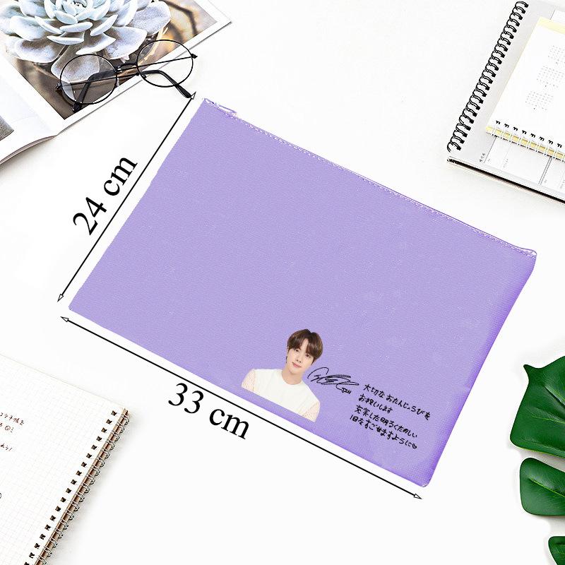 BTS Zippered Document Bag, Stationery Organizer, Celebrity Support Pencil Case/makeup Bag