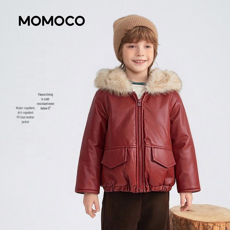 MOMOCO Boys' Fleece Lined Faux Leather Jacket