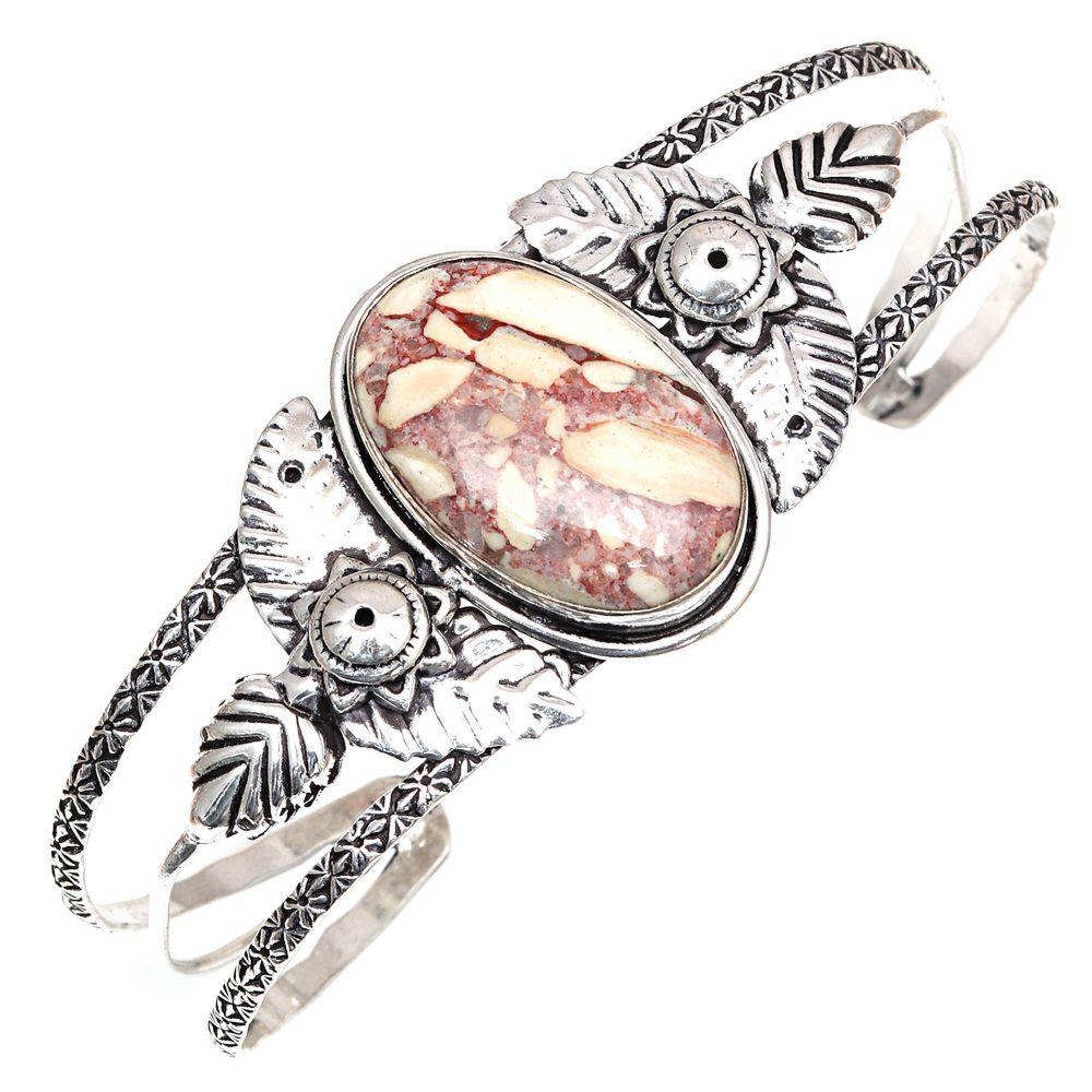 

Wild Horse Jasper Gemstone Silver Jewelry Cuff Bracelets 7 Adjustable
