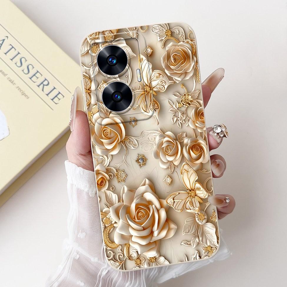 For Realme C55 Case RMX3710 Silicone Cute Cat Fashion Butterfly Flowers Love Painted Cover For Realme Narzo N55 Phone Case Funda