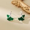 S925 Silver Needle Japanese Fresh Green Ginkgo Leaves Compact Earrings Artistic Girl Heart Minimalist Versatile