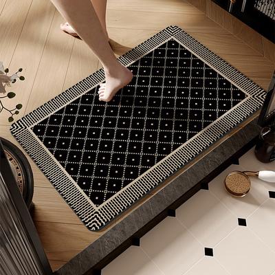 Black and White Bathroom Floor Mat Entry Door Mat Soft Diatom Mud Absorbent Mat Toilet Non-slip Mat Toilet Door Mat