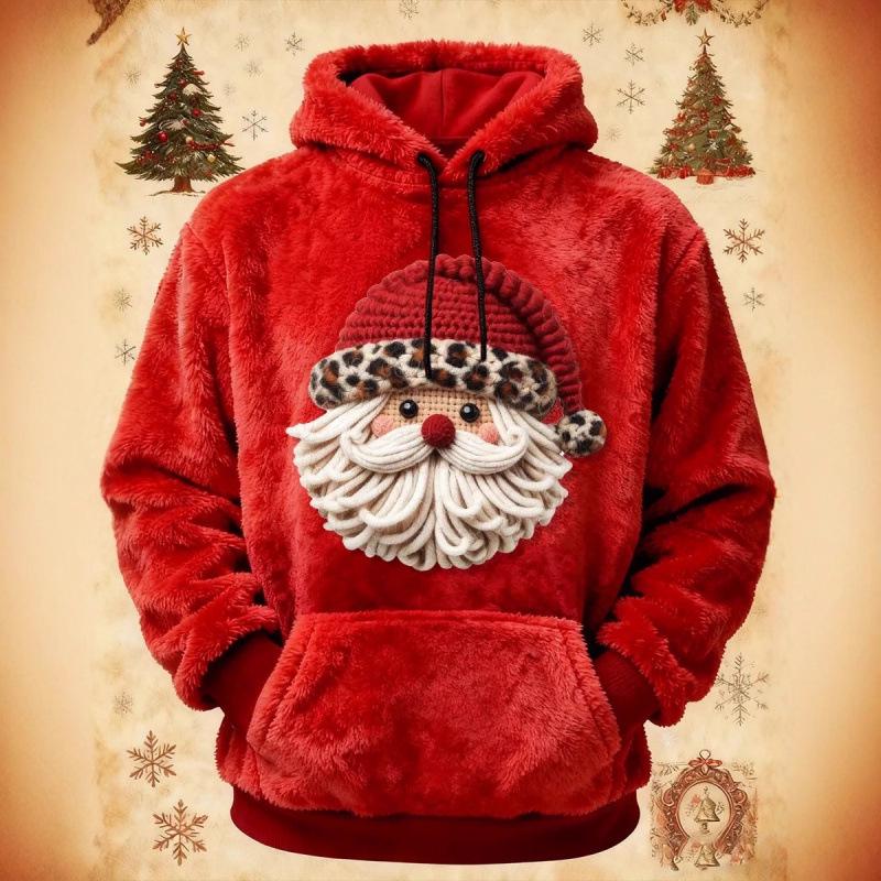 New 3D Printed Flannel Christmas Hooded Pullover - Fashionable, Loose Sweatshirt