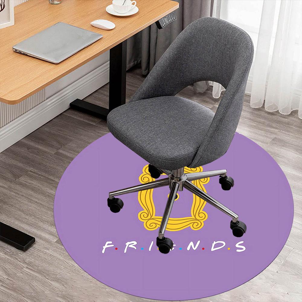 1pc Friends Frame Round Chair Mat Area Rug - Non-Slip, Floor Mat for Office, Bedroom, Home Decor Christmas Gift P0811219