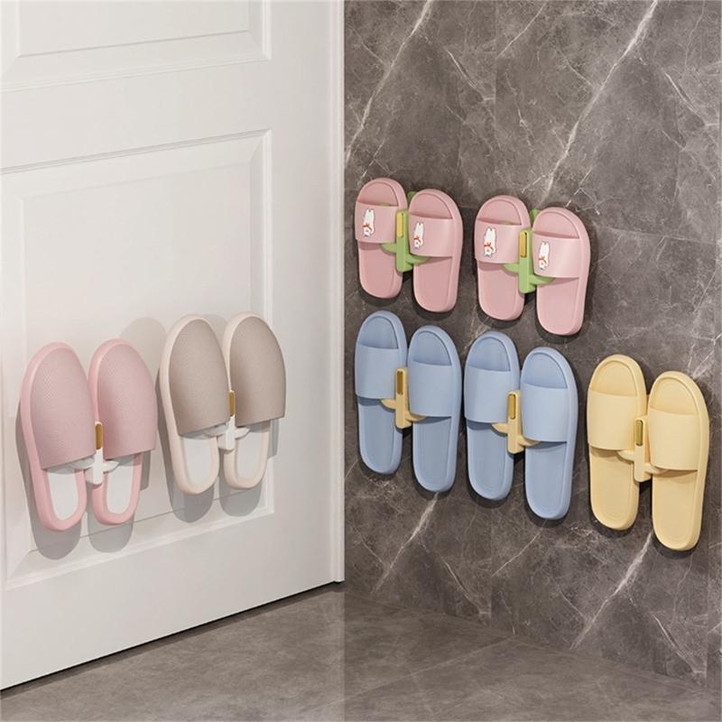 Practice Wall Mounted Euphorbia Shoe Shelf Adhesive Bathroom Storage Planner for Drying Flipflops