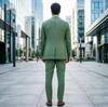 Sage Green Linen Men Suits 2 Pieces Slim Fit Blazer Trousers Breathable Lightweight Fabric Casual Wedding Business Office Wear