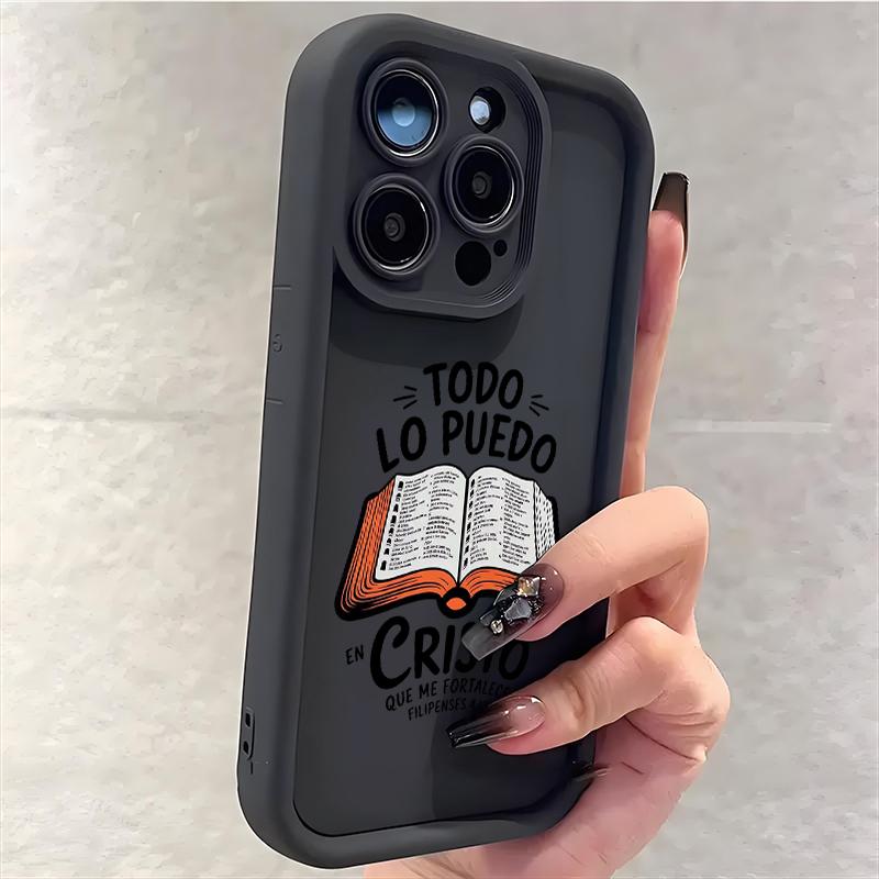 Christian Bible Book Pattern Silicone Phone Case For iPhone 17 16 16e 15 14 13 12 11 Pro Max Plus XS XR X Shockproof Soft Cover