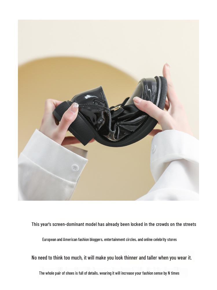 Weiwei Girl 600-32 Vintage Černé Mašličkové Kožené Mokasíny - Dámské Boty na Silné Podrážce na Jaro/Podzim