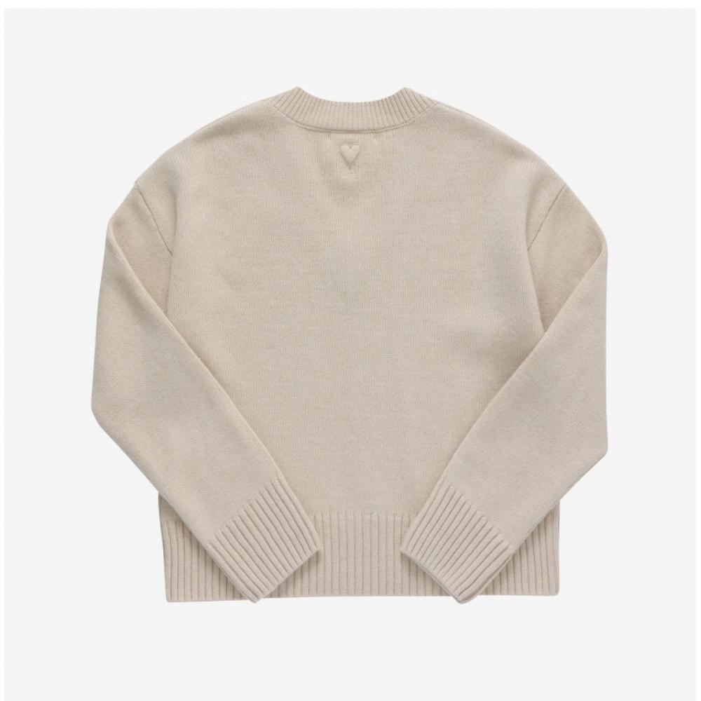 Ami Uks234 Kn0028 721 Ami De Coeur TOne On TOne Heart Logo V Neck Public Knit